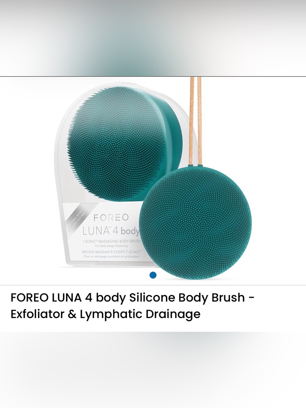 FOREO LUNA 4 Body Silicone Massaging Brush in Teal with Strap